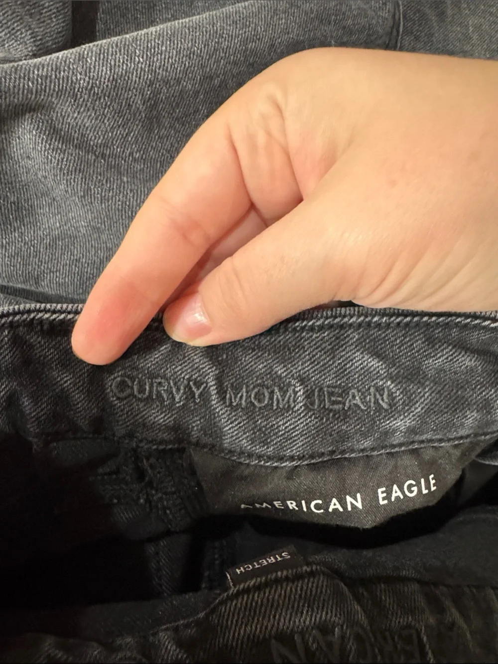 American Eagle Outfitters Washed Black High-Rise Stretch Curvy Mom Jean size 4